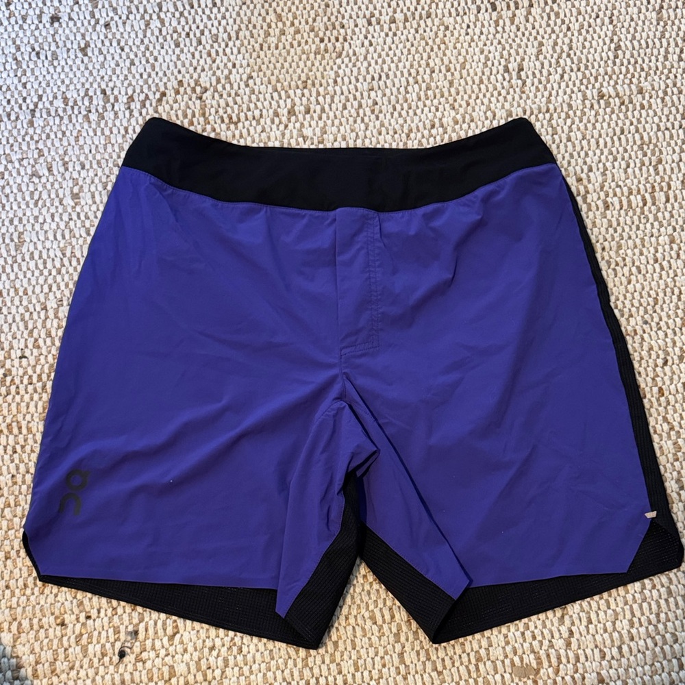 On Running Men's Black and Purple running shorts